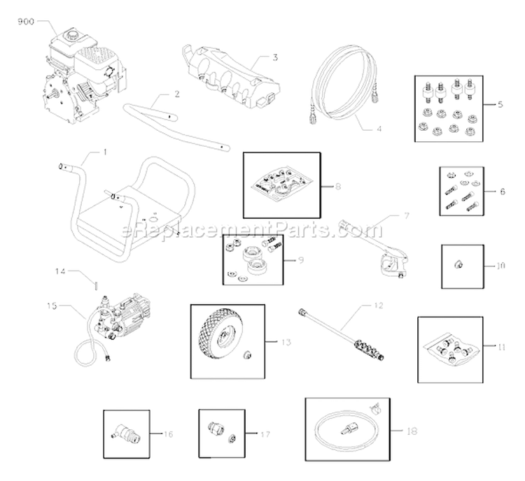 Page A Diagram and Parts List for 1806-1  Briggs and Stratton Pressure Washer